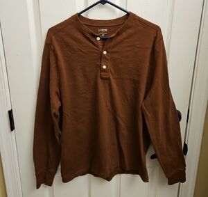 J. Crew Men's Long Sleeve Henley in Rich Brown